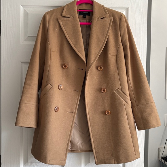 Express size 3/4 camel colored wool coat - Picture 2 of 5